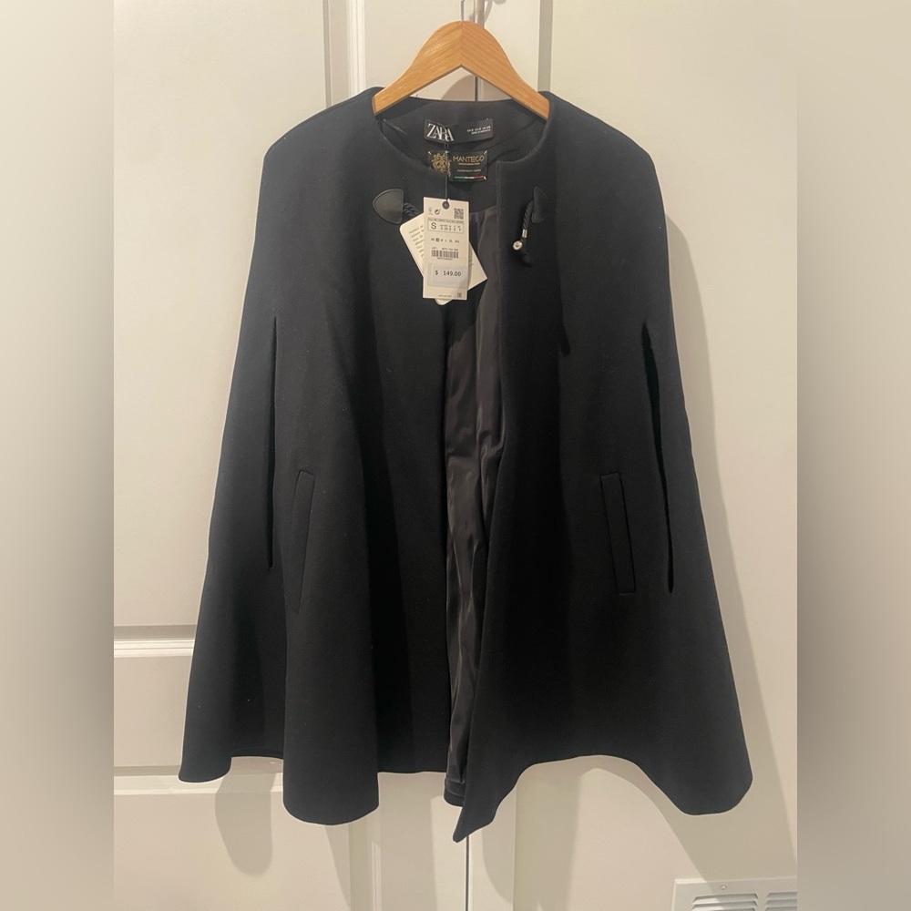 Zara Elegant Black Wool Coat